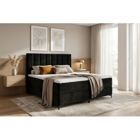 Großes Boxspringbett in Überlänge 180x220 cm für Schlafzimmer, Ehebett mit Bettkasten, Doppelbett BARCELONA 1M