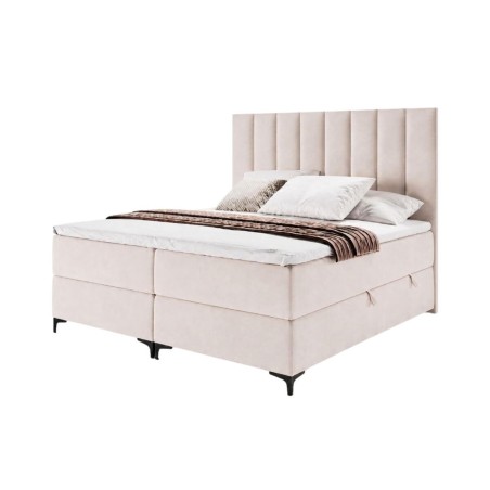 PREMIUM-Boxspringbett in Überlänge 200x220 cm für Schlafzimmer, Komfortgröße, Ehebett mit Bettkasten, BARCELONA 1M