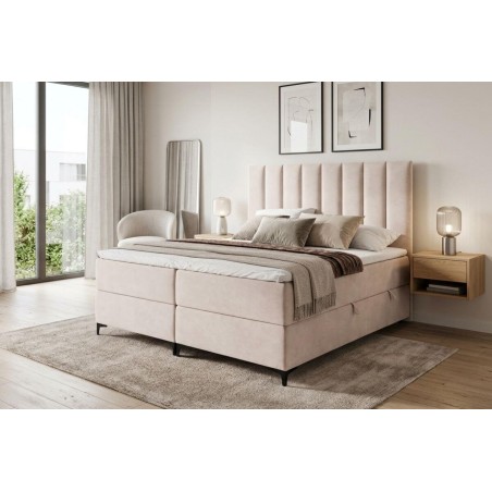 PREMIUM-Boxspringbett in Überlänge 200x220 cm für Schlafzimmer, Komfortgröße, Ehebett mit Bettkasten, BARCELONA 1M