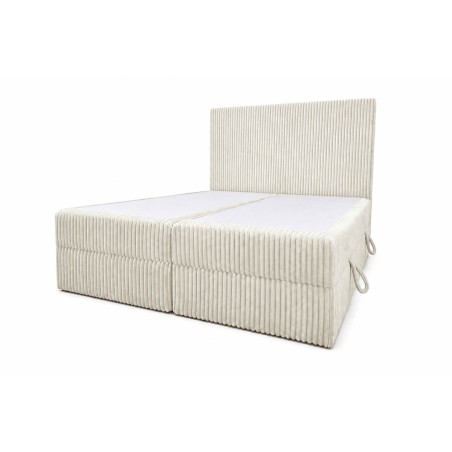 Kontinentalbett 160x200 cm mit hohem Kopfteil, Cordbezug, und 2 Bettkästen, Doppelbett NEAPOL 1M