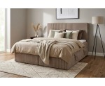 Kontinentalbett 160x200 cm mit hohem Kopfteil, Cordbezug, und 2 Bettkästen, Doppelbett NEAPOL 1M