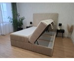 Elegantes Kontinentalbett 160x200 cm mit hohem Kopfteil, 2 Bettkästen, Cordbezug TILIA 03 Beige, Doppelbett NEAPOL 1M Elegantes Kontinentalbett 160x200 cm mit hohem Kopfteil, 2 Bettkästen, Cordbezug TILIA 03 Beige, Doppelbett NEAPOL 1M