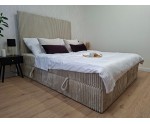 Elegantes Kontinentalbett 160x200 cm mit hohem Kopfteil, 2 Bettkästen, Cordbezug TILIA 03 Beige, Doppelbett NEAPOL 1M Elegantes Kontinentalbett 160x200 cm mit hohem Kopfteil, 2 Bettkästen, Cordbezug TILIA 03 Beige, Doppelbett NEAPOL 1M