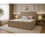 Elegantes Kontinentalbett 160x200 cm mit hohem Kopfteil, 2 Bettkästen, Cordbezug TILIA 03 Beige, Doppelbett NEAPOL 1M Elegantes Kontinentalbett 160x200 cm mit hohem Kopfteil, 2 Bettkästen, Cordbezug TILIA 03 Beige, Doppelbett NEAPOL 1M