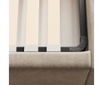 Jugendbett 90x200 cm mit Bettkasten, Lattenrost und pflegeleichtem Stoff, vom Fußteil geöffnet, AZURO S11
