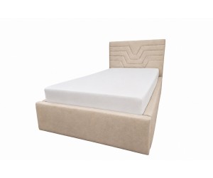 Jugendbett 90x200 cm mit Bettkasten, Lattenrost und pflegeleichtem Stoff, vom Fußteil geöffnet, AZURO S11