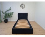 Schwarzes Polsterbett 100x200 cm mit Stauraum und Lattenrost, vom Fußende zu öffnen, in Riviera 100, Einzelbett AZURO S11