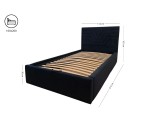 Schwarzes Polsterbett 100x200 cm mit Stauraum und Lattenrost, vom Fußende zu öffnen, in Riviera 100, Einzelbett AZURO S11