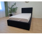 Schwarzes Polsterbett 100x200 cm mit Stauraum und Lattenrost, vom Fußende zu öffnen, in Riviera 100, Einzelbett AZURO S11