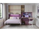 Schrankbett, Klappbett mit Schreibtisch für Jugendzimmer, Wandbett vertikal klappbar, Kaschmir, MAJA 6 Schrankbett, Klappbett mit Schreibtisch für Jugendzimmer, Wandbett vertikal klappbar, Kaschmir, MAJA 6