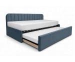 Kinderbett 90x200 mit ausziehbarem Bett, zwei Schlafplätze und Bettkasten, Polsterbett ALVIN 05 MN