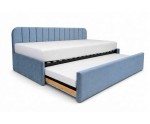Kinderbett 90x200 mit ausziehbarem Bett, zwei Schlafplätze und Bettkasten, Polsterbett ALVIN 05 MN