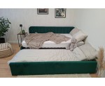 Kinderbett 90x200 mit ausziehbarem Bett, zwei Schlafplätze und Bettkasten, Polsterbett ALVIN 05 MN