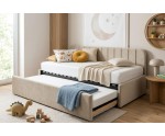 Kinderbett 90x200 mit ausziehbarem Bett, zwei Schlafplätze und Bettkasten, Polsterbett ALVIN 05 MN
