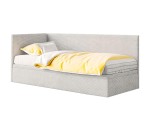 Einzelbett 80x200 cm mit Cord Lincoln, Bettkasten, Gleitfüße, TOMAS
