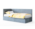 Einzelbett 80x200 cm mit Cord Lincoln, Bettkasten, Gleitfüße, TOMAS
