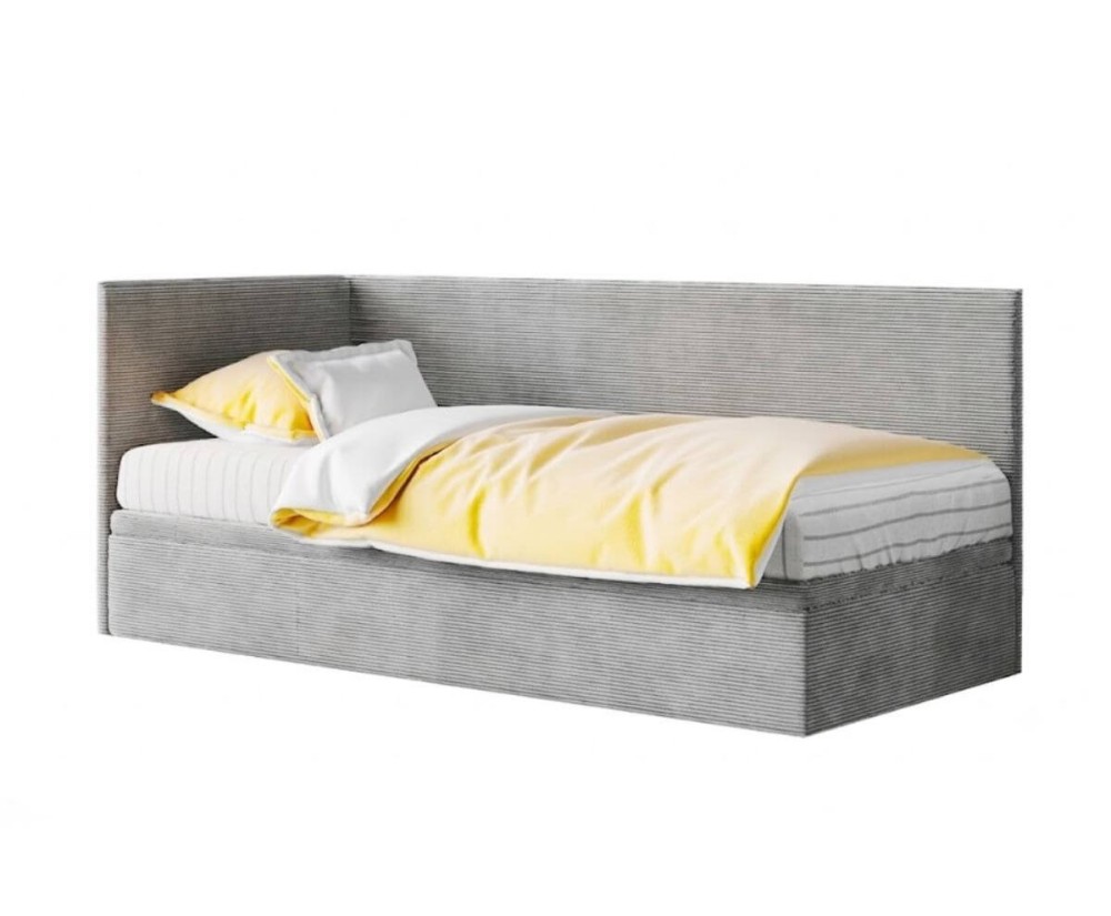 Einzelbett 80x200 cm mit Cord Lincoln, Bettkasten, Gleitfüße, TOMAS
