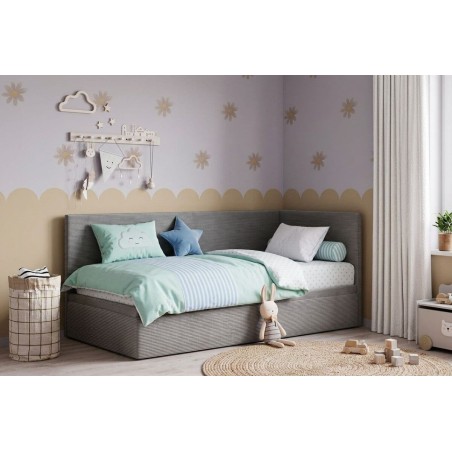 Jugendbett 120x200 cm mit Cord Lincoln, Bettkasten, Gleitfüße, TOMAS
