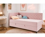 Einzelbett 90x200 cm, Eckbett mit Bettkasten und Matratze, ANABELLA 2M
