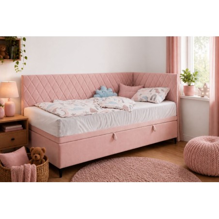 Teenagerbett 80x200 cm mit Bettkasten und Seitenteilen, Polsterbett ANABELLA 1R