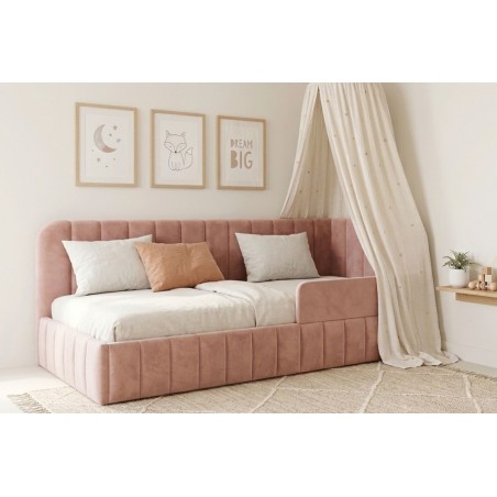 Jugendbett 80x180 cm mit RAUSFALLSCHUTZ, Bettkasten und Lattenrost, für Kinderzimmer, MARIO SM 02B