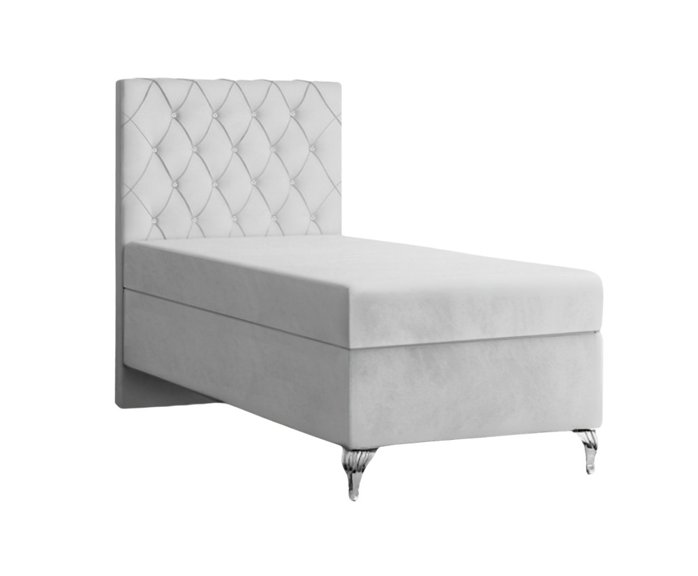Boxspringbett, Einzelbett, Kopfteil gesteppt mit Kristallen, CRYSTAL
