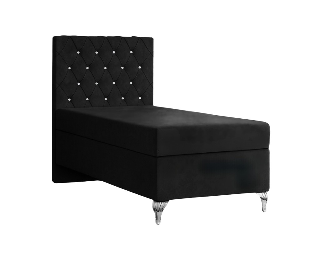 Boxspringbett, Einzelbett, Kopfteil gesteppt mit Kristallen, CRYSTAL
