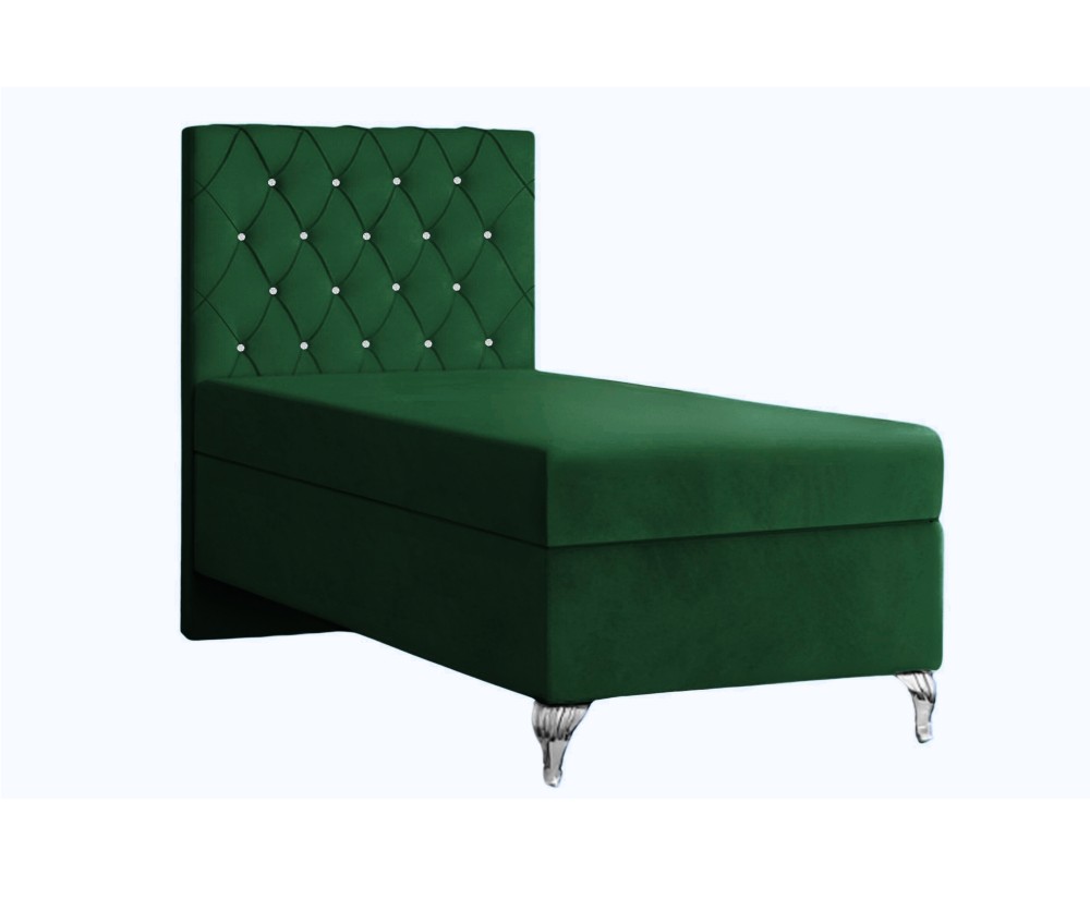 Boxspringbett, Einzelbett, Kopfteil gesteppt mit Kristallen, CRYSTAL