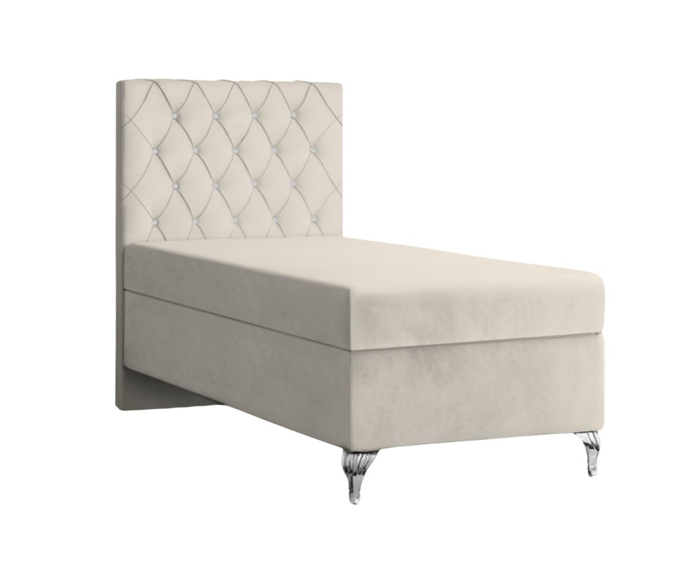 Boxspringbett, Einzelbett, Kopfteil gesteppt mit Kristallen, CRYSTAL