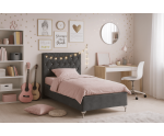 Boxspringbett, Einzelbett, Kopfteil gesteppt mit Kristallen, CRYSTAL