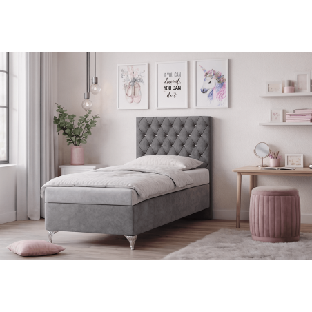 Boxspringbett, Einzelbett, Kopfteil gesteppt mit Kristallen, CRYSTAL