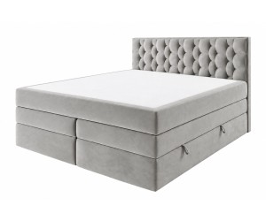 Elegantes Boxspringbett 140x200 cm mit 2 Bettkästen, 2 Matratzen und dekorativem Kopfteil, Ehebett SEUL 2B