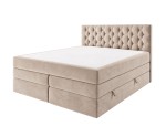 Elegantes Boxspringbett 140x200 cm mit 2 Bettkästen, 2 Matratzen und dekorativem Kopfteil, Ehebett SEUL 2B