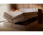 Elegantes Boxspringbett 140x200 cm mit 2 Bettkästen, 2 Matratzen und dekorativem Kopfteil, Ehebett SEUL 2B