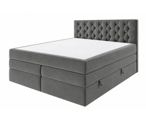 Stilvolles Doppelbett 180x200 cm mit hohem Kopfteil, 2 Bettkästen und 2 Matratzen, Boxspringbett SEUL 2B