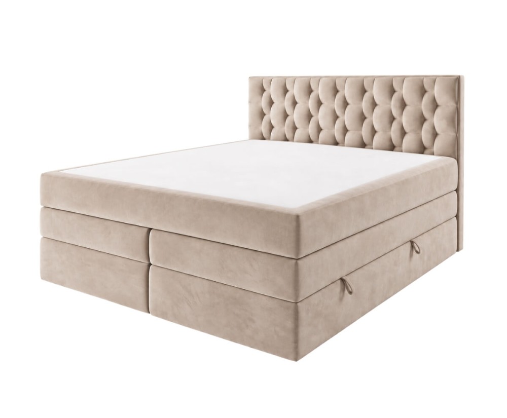 Stilvolles Doppelbett 180x200 cm mit hohem Kopfteil, 2 Bettkästen und 2 Matratzen, Boxspringbett SEUL 2B