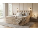 Stilvolles Doppelbett 180x200 cm mit hohem Kopfteil, 2 Bettkästen und 2 Matratzen, Boxspringbett SEUL 2B