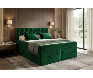 Stilvolles Doppelbett 180x200 cm mit hohem Kopfteil, 2 Bettkästen und 2 Matratzen, Boxspringbett SEUL 2B