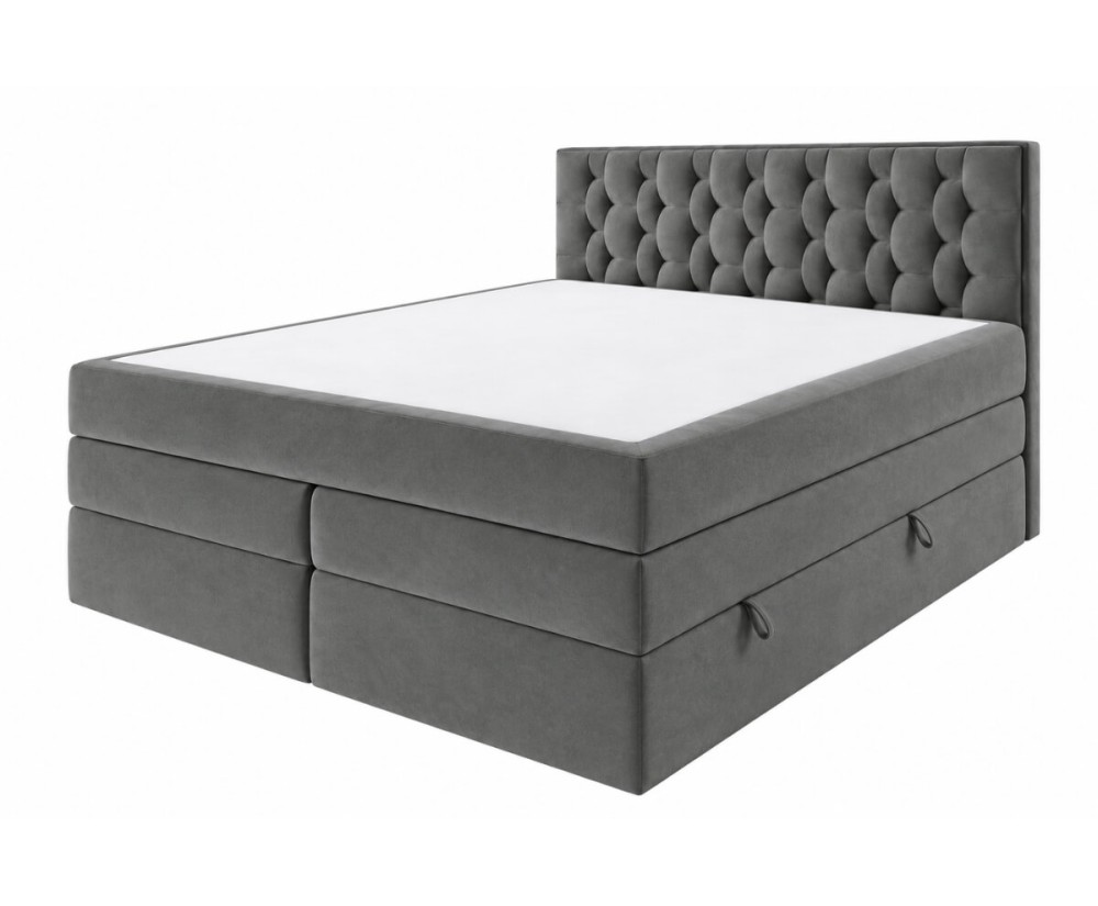 Luxuriöses Kontinentalbett 200x200 cm mit hohem Kopfteil, Bettkasten und 2 Matratzen, Komfortbett SEUL 2B