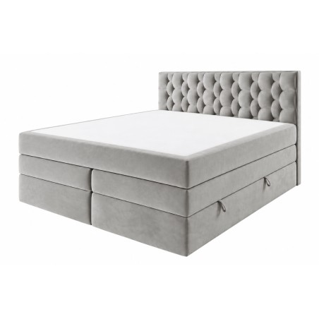 Luxuriöses Kontinentalbett 200x200 cm mit hohem Kopfteil, Bettkasten und 2 Matratzen, Komfortbett SEUL 2B