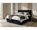 Luxuriöses Kontinentalbett 200x200 cm mit hohem Kopfteil, Bettkasten und 2 Matratzen, Komfortbett SEUL 2B