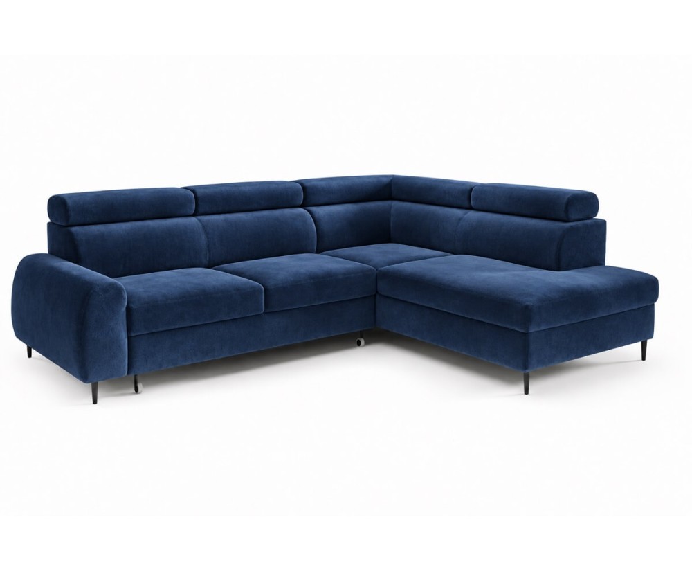 Modernes Ecksofa mit Schlaffunktion und Bettkasten, einstellbare Kopfteile, Ottomane rechts, TRIVIO N7 Modernes Ecksofa mit Schlaffunktion und Bettkasten, einstellbare Kopfteile, Ottomane rechts, TRIVIO N7