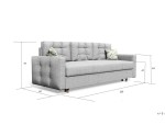 Schlafcouch im skandinavischen Stil, 3-Sitzer-Sofa mit Rückenkissen, Schlaffunktion und Bettkasten, TRIVIO K5