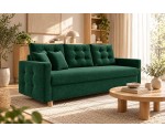 Schlafcouch im skandinavischen Stil, 3-Sitzer-Sofa mit Rückenkissen, Schlaffunktion und Bettkasten, TRIVIO K5