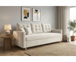 Schlafcouch im skandinavischen Stil, 3-Sitzer-Sofa mit Rückenkissen, Schlaffunktion und Bettkasten, TRIVIO K5