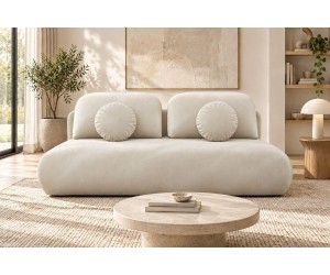 Schlafcouch mit Rückenkissen, 3-Sitzer-Sofa mit Schlaffunktion und Bettkasten, TRIVIO K16