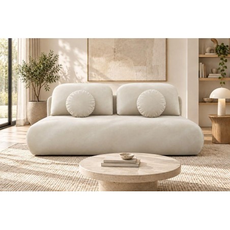 Schlafcouch mit Rückenkissen, 3-Sitzer-Sofa mit Schlaffunktion und Bettkasten, TRIVIO K16