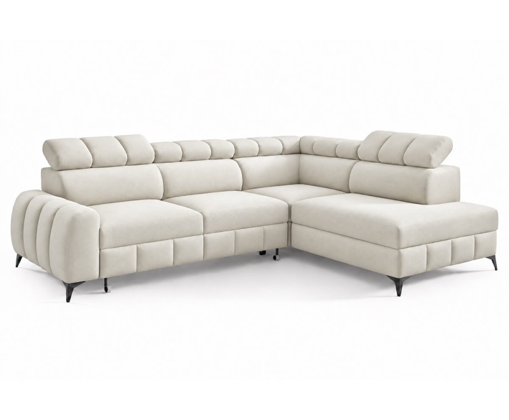 Modernes Ecksofa mit Schlaffunktion und Bettkasten, einstellbare Kopfteile, TRIVIO N1