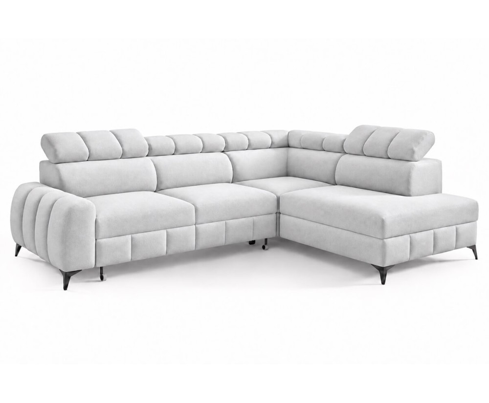 Modernes Ecksofa mit Schlaffunktion und Bettkasten, einstellbare Kopfteile, TRIVIO N1