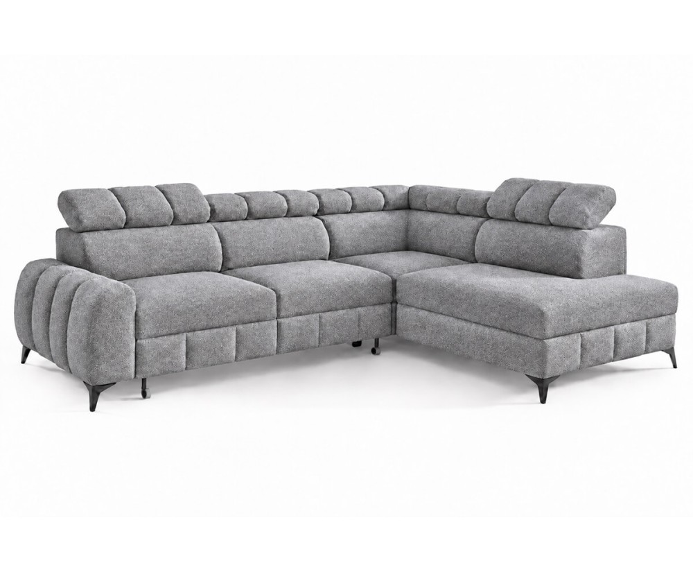 Modernes Ecksofa mit Schlaffunktion und Bettkasten, einstellbare Kopfteile, TRIVIO N1